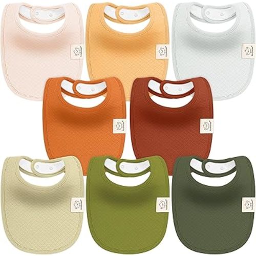 KeaBabies 8-Pack Organic Baby Bibs for Girls, Boys - Quilted Cotton Cloth Baby Drool Bibs for Drooling and Teething Toddler, Newborn, Infant, Soft & Super Absorbent (Sahara)