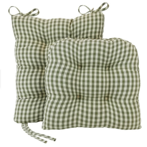 Gripper Gingham Rocking Chair Seat Cushion Set with Gripper Backing