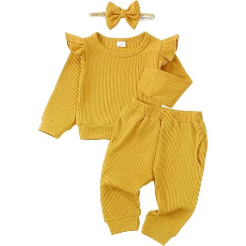 Mioglrie Infant Baby Girl Clothes Tops Pants Set Toddler Girls Clothing Sweatshirts Baby Outfit for Girls, 3-6 Months