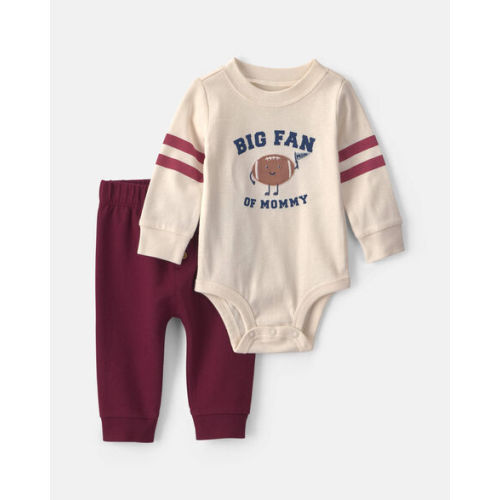 Baby Boy 2-Piece 'Big Fan Of Mommy' Football Long-Sleeve Bodysuit & Pant Set - Red/Cream | Carter's