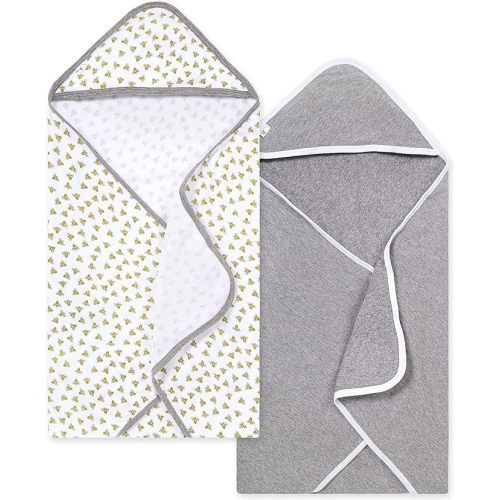 Burts Bees Baby Infant Hooded Towels Honey Bee Organic Cotton, Unisex Bath Essentials and Newborn Necessities, Soft Nursery Towel with Hood Set, 2-Pack Size 29 x 29 Inch