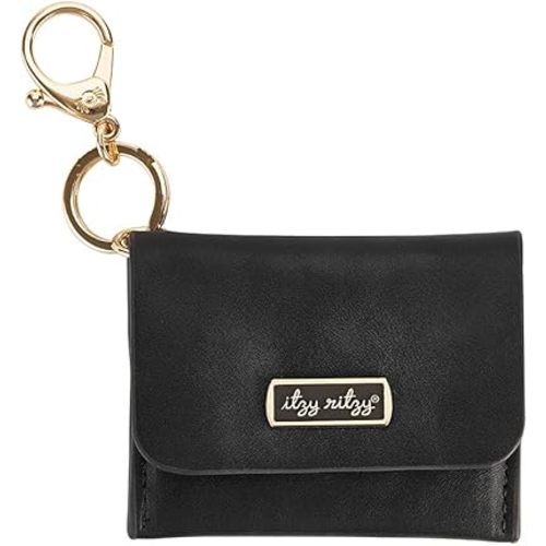 Itzy Ritzy – Itzy Mini Wallet Card Holder or Keychain Wallet; Small Wallet Can Clip to Diaper Bag, Purse, Travel Bag or Keychain (Black)
