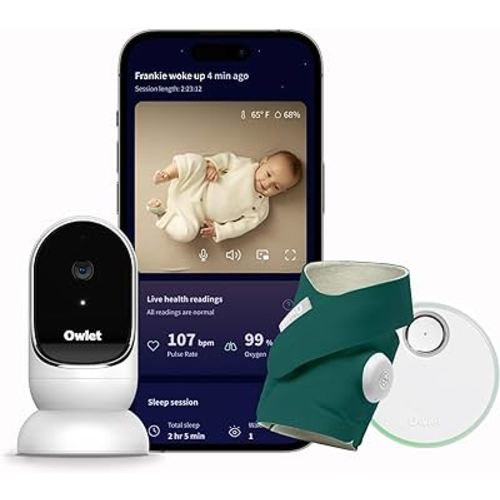 Owlet® Dream Duo Smart Baby Monitor: FDA-Cleared Dream Sock® plus Owlet Cam - Tracks & Notifies for Pulse Rate & Oxygen while viewing Baby in 1080p HD WiFi Video - Deep Sea Green