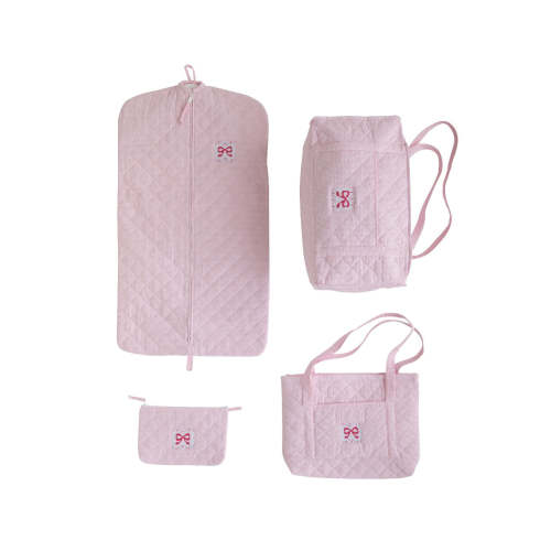 Quilted Luggage - Pink Bow