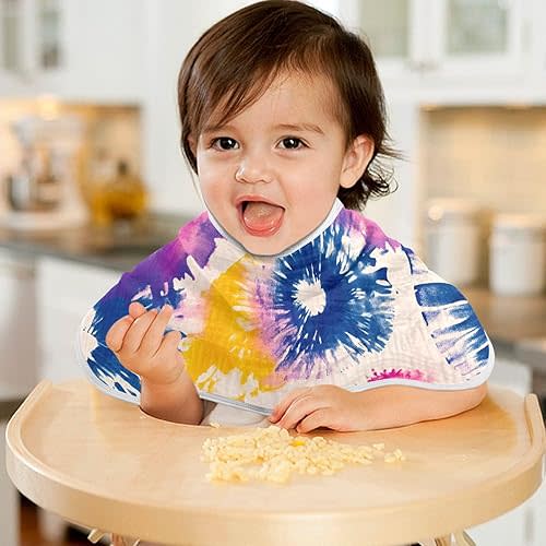 Muslin Baby Burp Cloths 22x11in Soft Absorbent Baby Washcloths Colored Tie-dye Cotton Burping Rags for Baby Boys and Girls 2 Pack