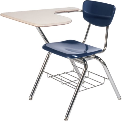 3000 Series Tablet Arm School Desk with Book Rack - 18" Seat Height