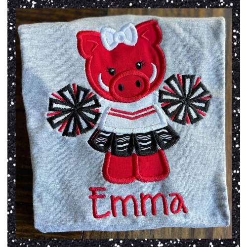Girls Monogrammed Razorbacks Football Shirt