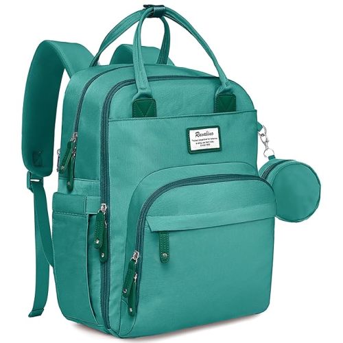 RUVALINO Diaper Bag Backpack, Multifunction Travel Pack Maternity Baby Changing Bags, Large Capacity, Waterproof, Turquoise