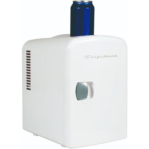 Frigidaire Mini Portable Compact Personal Fridge Cooler, 4 Liter Capacity Chills Six 12 oz Cans, 100% Freon-Free & Eco Friendly, Includes Plugs for Home Outlet & 12V Car Charger - White