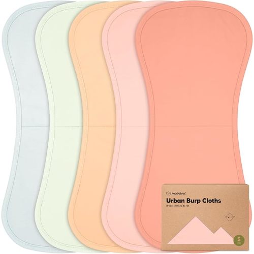 Organic Burp Cloths Baby Boy & Girl - 5-Pack Super Absorbent Cotton Burping Cloths for Babies, Soft & Plush Newborn Spit Up Rags, Infant Towels for Milk Spit Up, Unisex, Large 21" x 10" (Flora Dew)