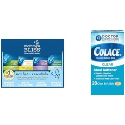 Mommy's Bliss Newborn Essentials Gift Set, Includes Gripe Water, Baby Vitamin D/Gas Drops and Gentle Saline Drops/Spray