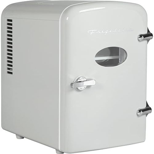 Frigidaire Retro Mini Fridge Cooler, Holds Up to 6 Cans (1 Gallon), Portable Fridge for Car, Office, Bedroom, Dorm Room, or Cabin - 9.84" D x 7.09" W x 10.35" H (Moonlight)