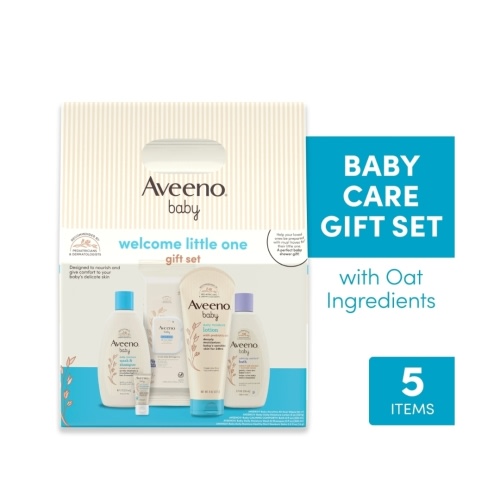 Aveeno Baby Da la Bienvenida a un Pequeño Juego de Regalo, Avena Nutritiva, 5 Artículos