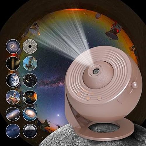 Galaxy Projector for Bedroom, HD Image Star Projector Galaxy Light Adjustable Knob, 13 Film Discs Planetarium Projector for Kids, 360° Rotating 1/2h Timer Simple 3-Button Control