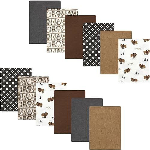 Luvable Friends Hudson Baby Flannel Burp Cloths 12pk, Buffalos
