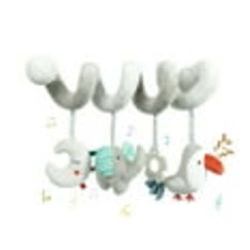RoamReady Baby Car Seat Toys, Activity Spiral Plush Hanging Wrap Around Pram Pushchair Stroller Toys, Sensory Early Education Toy for Toddler, Grey Elephant