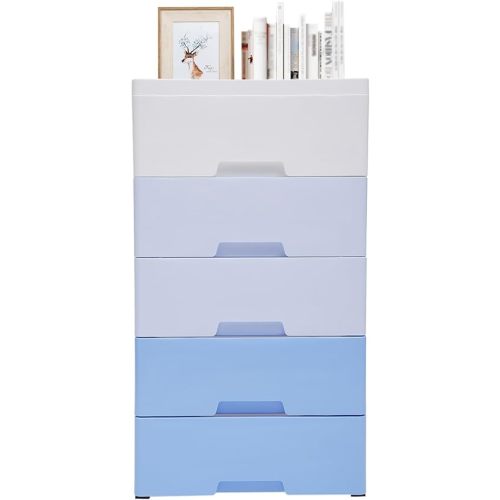 Cómoda de plástico para dormitorio, cómoda vertical movible en el armario con 5 cajones, mesita de noche, organizador de torre para dormitorio, sala de estar, entrada, pasillo