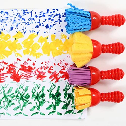 READY 2 LEARN Textured Art Tools - Set of 4 - Jumbo Paint Brushes for Toddlers and Kids - Set 2 - DIY Patterns and Effects