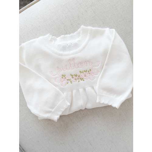 Personalized Embroidered Knit Gown | Heirloom Gift | Baby Shower Gift | Monogrammed Baby | Custom Keepsake | Baby Girl