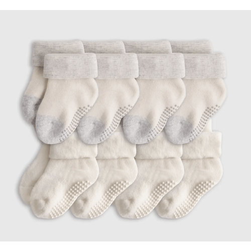 Organic Gripper Fold Over Socks 8-Pack