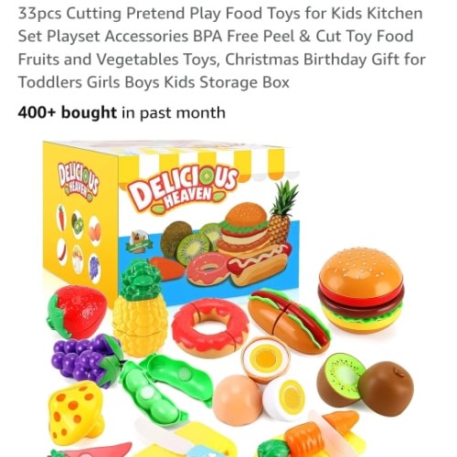 Amazon.com: 33pcs Cutting Pretend Play Food Toys for Kids Kitchen Set Playset Accessories BPA Free Peel & Cut Toy Food Fruits and Vegetables Toys, Christmas Birthday Gift for Toddlers Girls Boys Kids Storage Box : Toys & Games