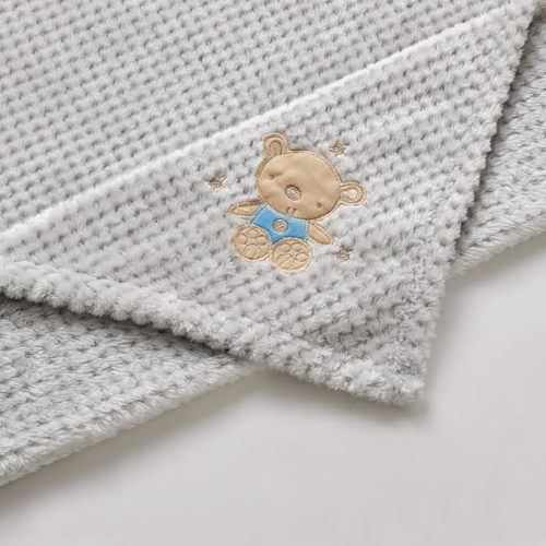 CREVENT 30''X40'' Cute Cozy Fluffy Warm Baby Blanket for Girls Boys Infants Toddlers' Bedding Crib Cot Stroller, Baby Shower Birthday Newborn's Gift Grey- Baby Bear