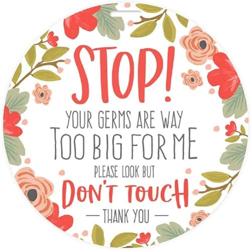 CANOPY STREET Stylish Floral Stop! Don't Touch Baby Car Seat Sign/Modern Illustrated Baby Stroller Germ Tag