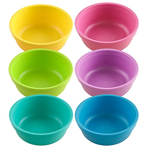 Re Play 12 oz. Bowls for Snacks, Desserts, or Small Side Dish in Yellow, Lime, Pink, Purple, Aqua & Sky Blue|BPA FREE| Made in USA from Eco Friendly Recycled Milk Jugs | Sorbet | Set of 6