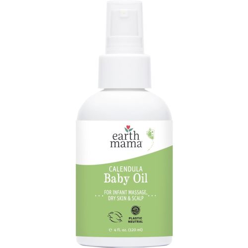 Earth Mama Calendula Baby Oil | Massage Oil for Newborn Skin Care, Dry Skin & Scalp Moisturizer, Fragrance Free, 4-Fluid Ounce - 4 Fl Oz (Pack of 1)
