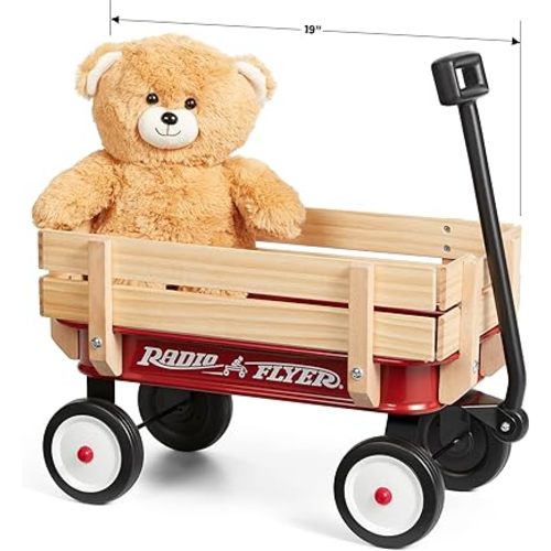 Radio Flyer My 1st Steel & Wood Toy Wagon with Teddy Bear, 19" Long Toy Wagon for Kids 1.5+