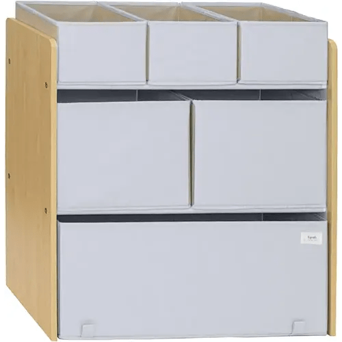 3 Sprouts Multi-Bin Toy Organizer with Recycled Fabric Storage Bins in Gray