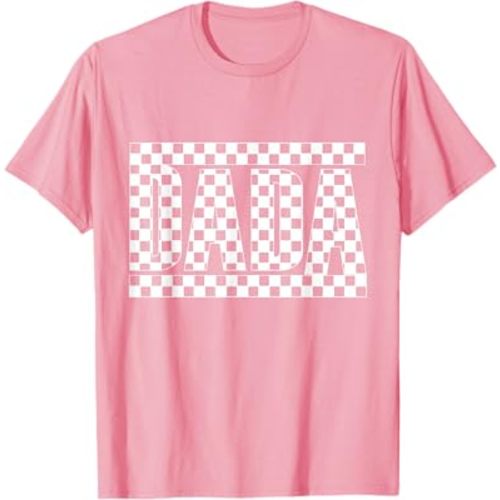 Funny Father's Day 2024 Checkered Dada Black White For Men T-Shirt