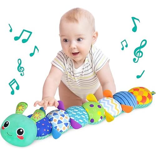 KMUYSL Baby Toys 0-6 6-12 Months, Sensory Music Animal Stuffed Toy for 0 1 2 3 4 5 6+ Months, Plush Toy with Crinkle and Rattles for Infant Newborn, Tummy Time Toys Gifts for 0-3-6-12 Month