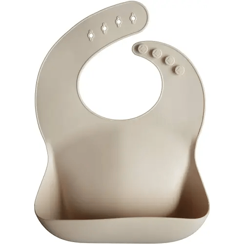 mushie Silicone Baby Bib | Adjustable Fit Waterproof Bibs (Shifting Sand)