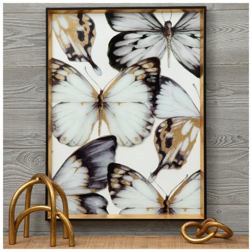 Gold & Black Butterflies Framed Wall Decor