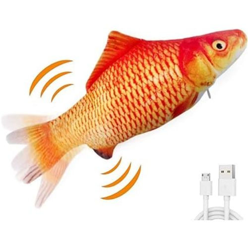 QIAONIUNIU Electric Moving Fish Interactive Plush Toys - Red