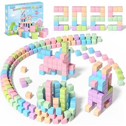 30PCS Magnetic Blocks, Waterproof Building Blocks, Macaron Colors Cubes, Preschool Classroom Must Haves Magnetic Sensory Autism Toys, STEM Kids Toys for 3 4 5 6 Year Old