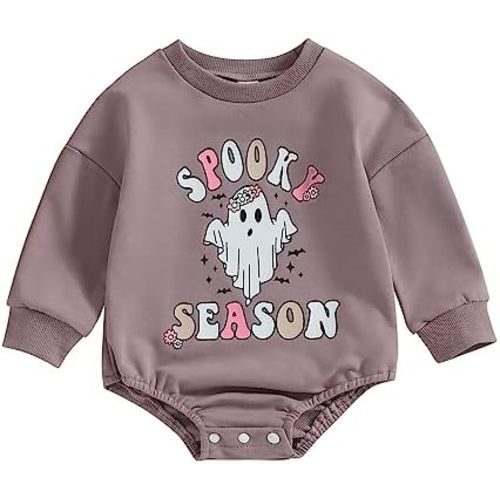 FYBITBO Newborn Halloween Outfit Girl Boy Spooky Season Romper Bubble Sweatshirt Bodysuit Fall Halloween Baby Clothes