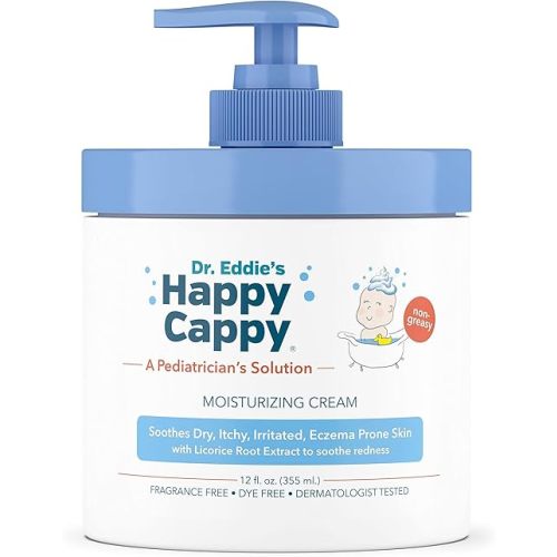Happy Cappy Dr. Eddie's Pediatrician-Formulated Moisturizing Baby Lotion - Gentle, Paraben Free, Hypoallergenic, Sulfate Free - Soothes Dry Skin, Eczema and Reduces Redness, 12 oz