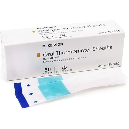 McKesson Oral Thermometer Sheaths, Disposable Probe Cover for Digital Thermometer, 50 Count