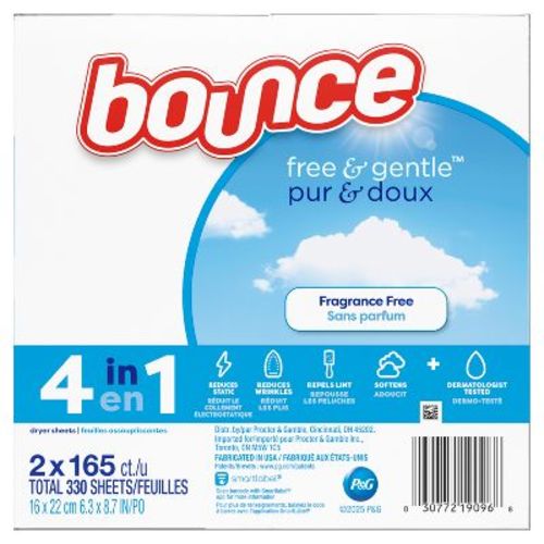 Bounce Dryer Sheets Free & Gentle Unscented