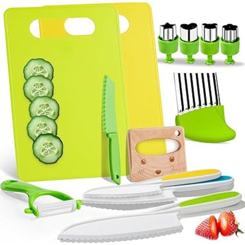 OLANRUN Montessori Toys Outils de cuisine pour tout-petits enfants, ensemble de couteaux pour la vraie cuisine, jouets de cuisine pour tout-petits de 3, 4, 5, 6, 7, 8, 9, 10 ans, garçons et filles,