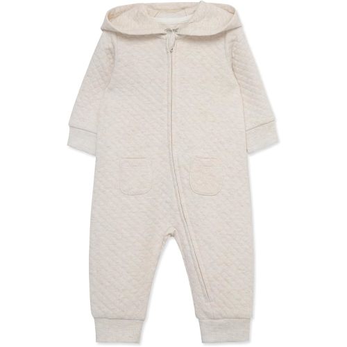 Little Me Simply Essential Solids Gender Neutral Organic Cotton Blend Hooded Coverall, 3 Months - 12 Months