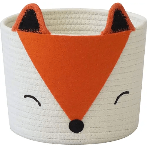 T&T Homewares Orange Fox Storage Basket - Small, Multipurpose for Baby Diapers, Laundry, Kids Room, Dog/Cat Toys - Ideal for Woodland Nursery Decor & Organizing