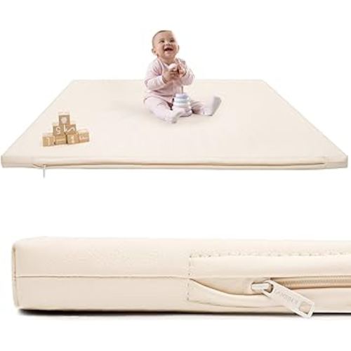1.2" Padded Baby Play Mat 50x50 Playpen Mat- Extra Thick Waterproof Vegan Leather for Infants and Toddlers, Soft and Easy-to-Clean Floor Mat for Crawling & Play