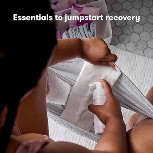 Frida Mom Postpartum Recovery Essentials Kit, Includes Disposable Underwear, Instant Ice Maxi Pads, Perineal Healing Foam, Perineal Healing Pad Liners and Upside Down Peri Bottle (11pc Gift Set) - with Peri Bottle