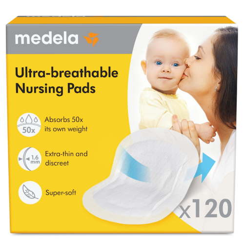 Medela Ultra-Breathable Disposable Nursing Pads 120 Count, Highly Absorbent, Breathable