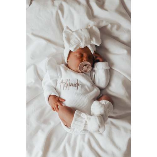 FLUTTER KNIT BODYSUIT - WHITE