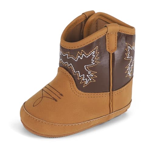 MK MATT KEELY Leather Western Boots Cowboy Bootie Soft Sole Non-Slip Crib Shoes for Baby Infant Toddler Girls Boys Newborn