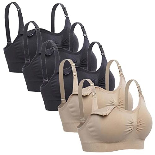 Lataly Womens Sleeping Nursing Bra Wirefree Breastfeeding Maternity Bralette Pack of 5